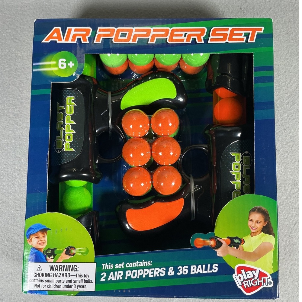 Play Right Air Popper Set 2 Poppers 36 Soft Foam Balls Outdoor Toy New